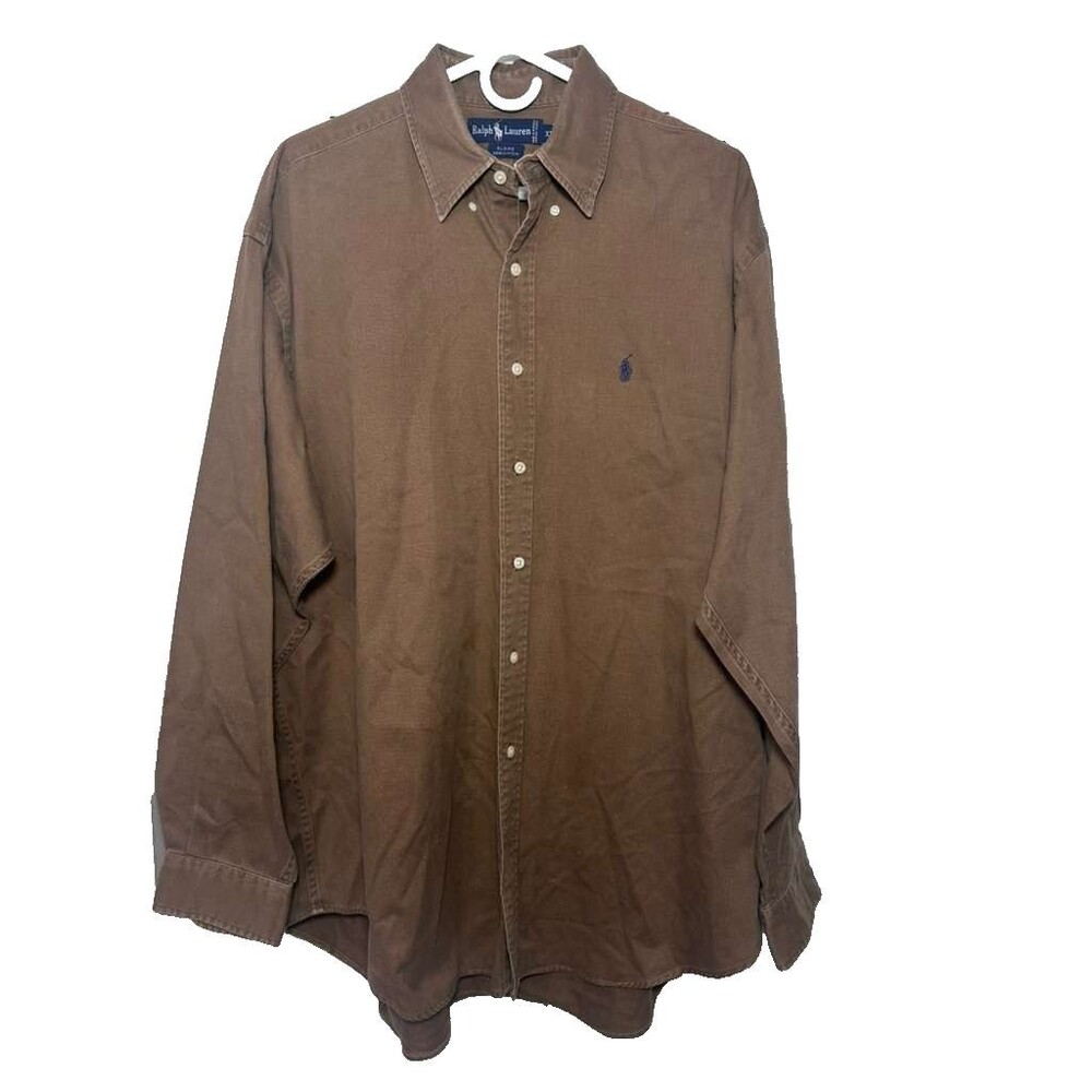 Ralph Lauren Blaire Button Down Shirt Men's XL Brown Cotton Long Sleeve